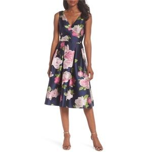 Eliza J Fit and Flare Floral Dress in Navy